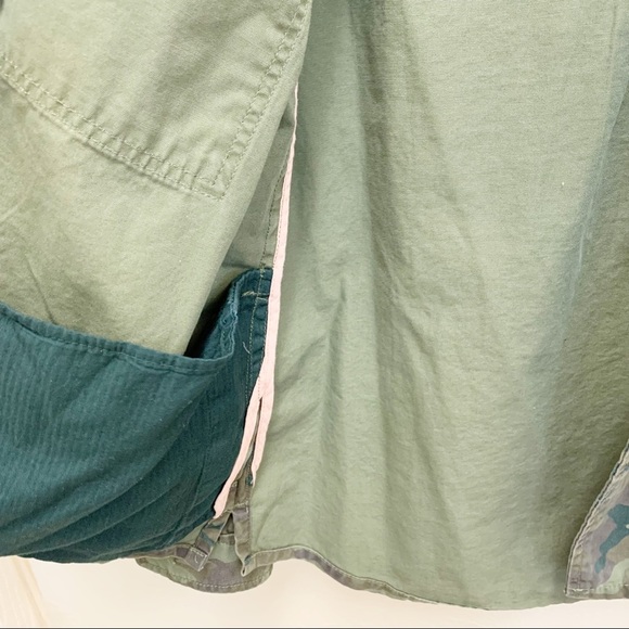 GAP Womens Green Camo Striped Military Style Shacket Jacket Pockets Button Front - Picture 12 of 13